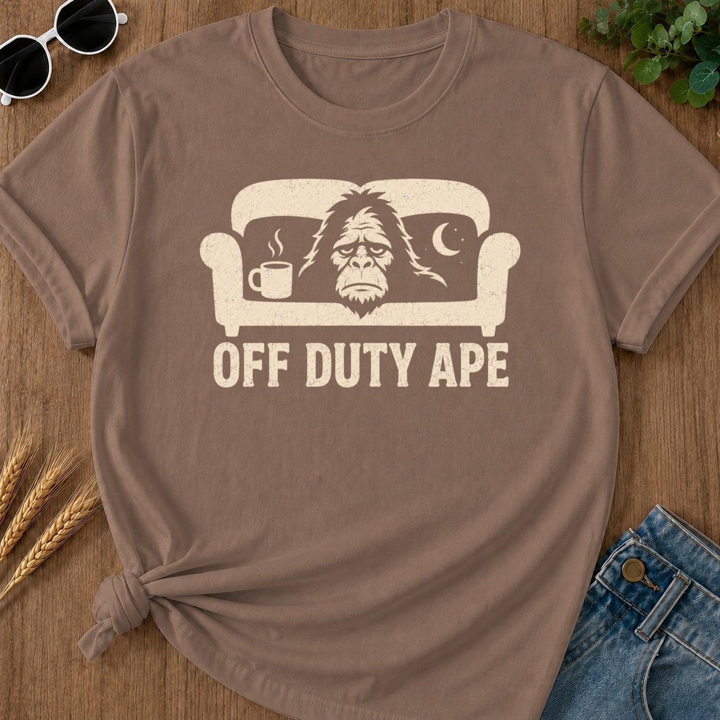 Off Duty Ape T-shirt - Espresso Mockup