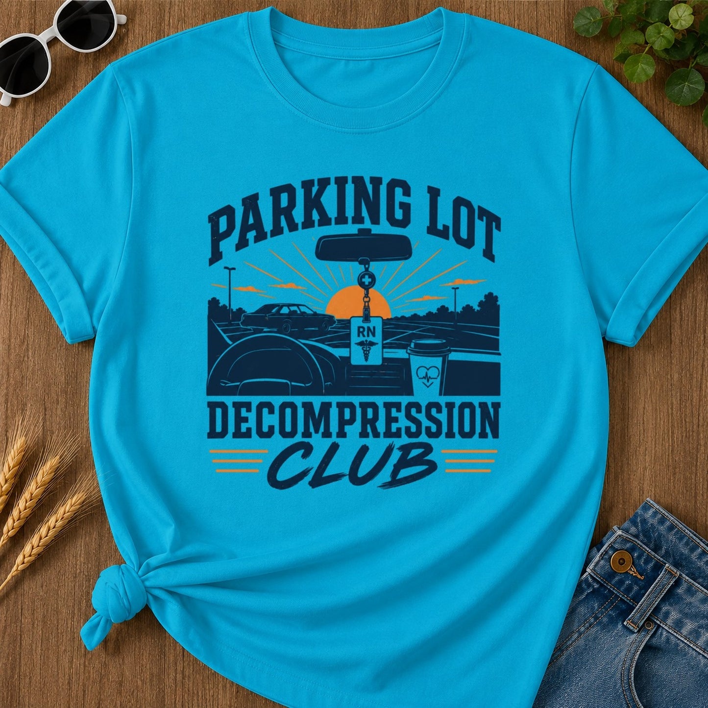 Parking Decompression T-shirt - Sapphire Mockup