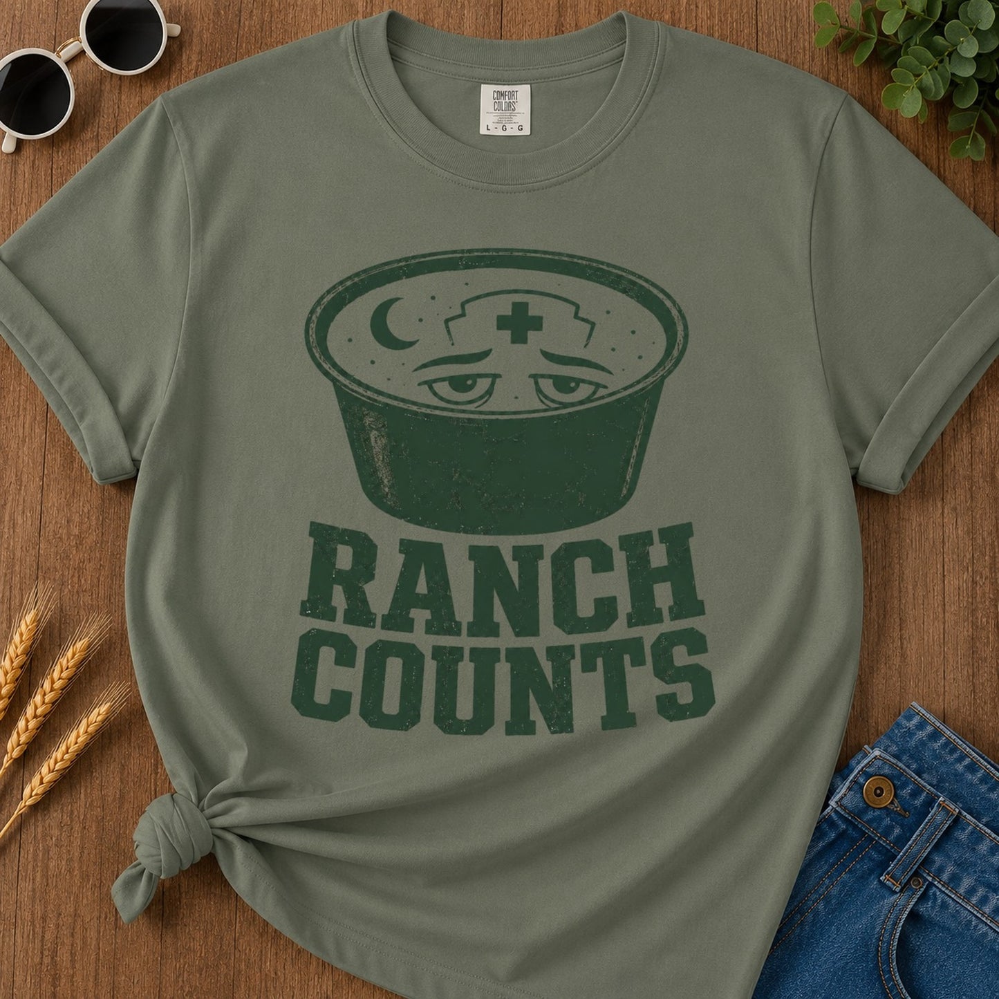 Ranch Counts T-shirt - Moss Mockup