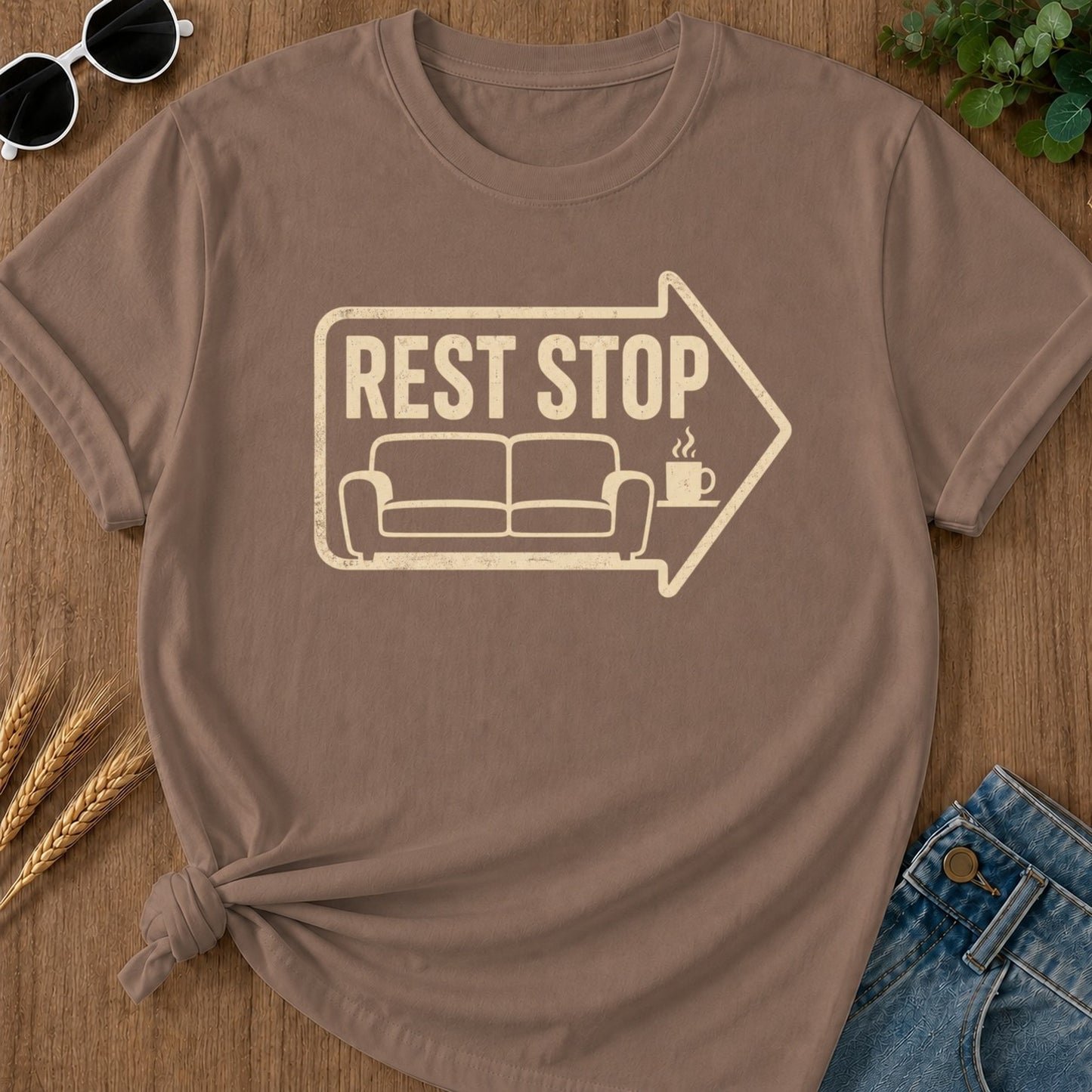 Rest Stop T-shirt - Espresso Mockup