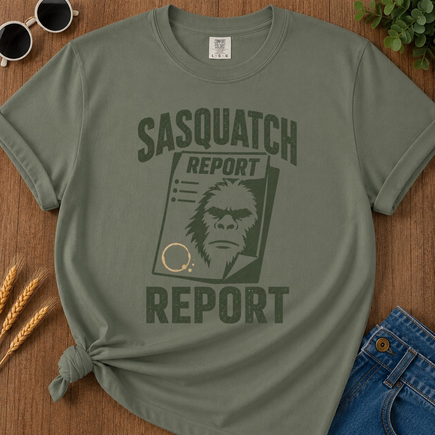 Sasquatch Report T-shirt - Moss Mockup