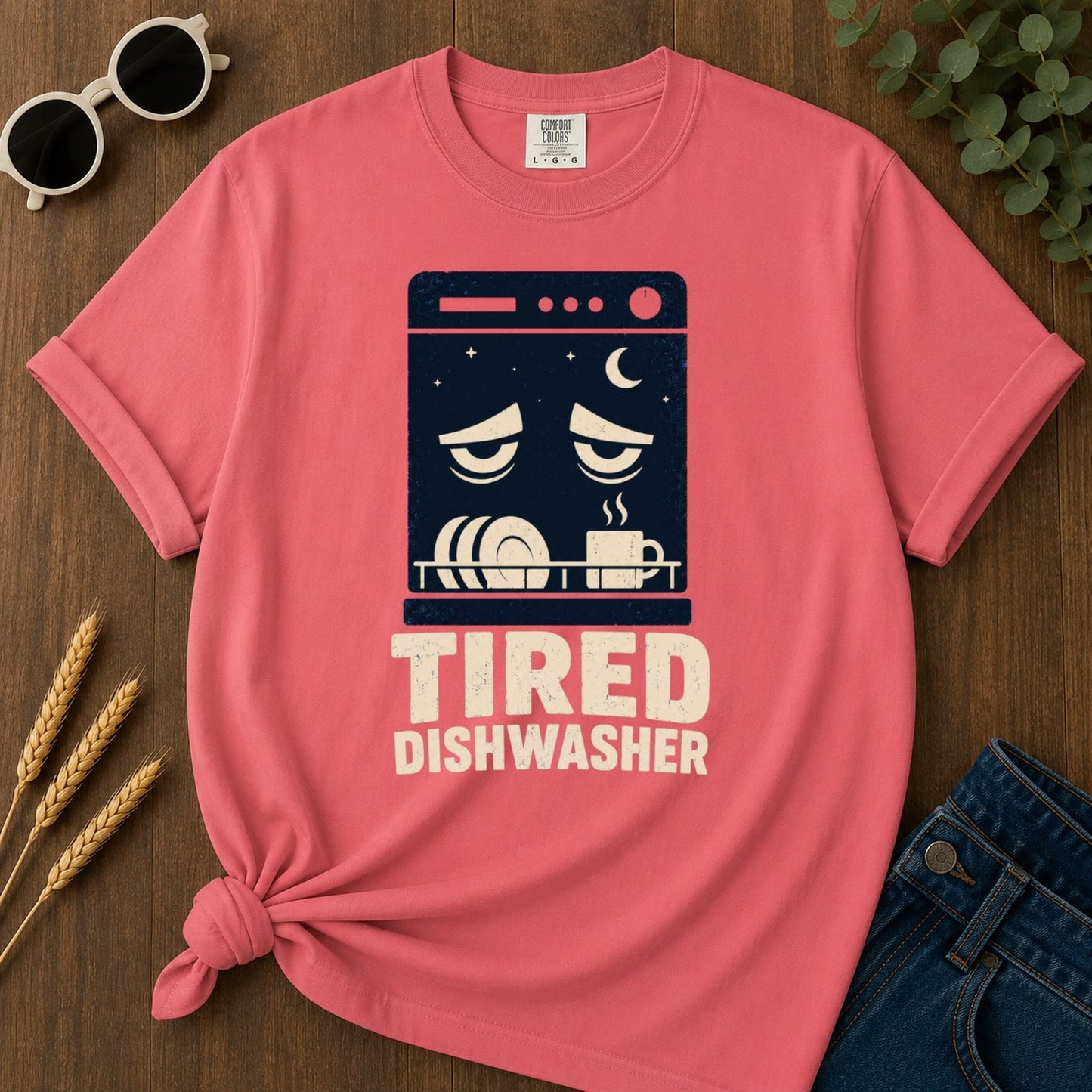 Tired Dishwasher T-shirt - Watermelon Mockup