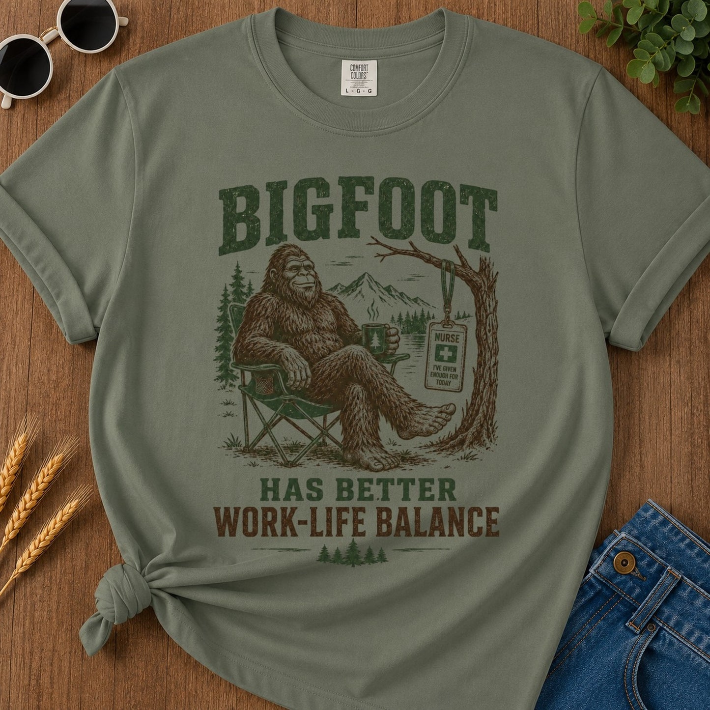 Work Life Balance T-shirt - Moss Mockup