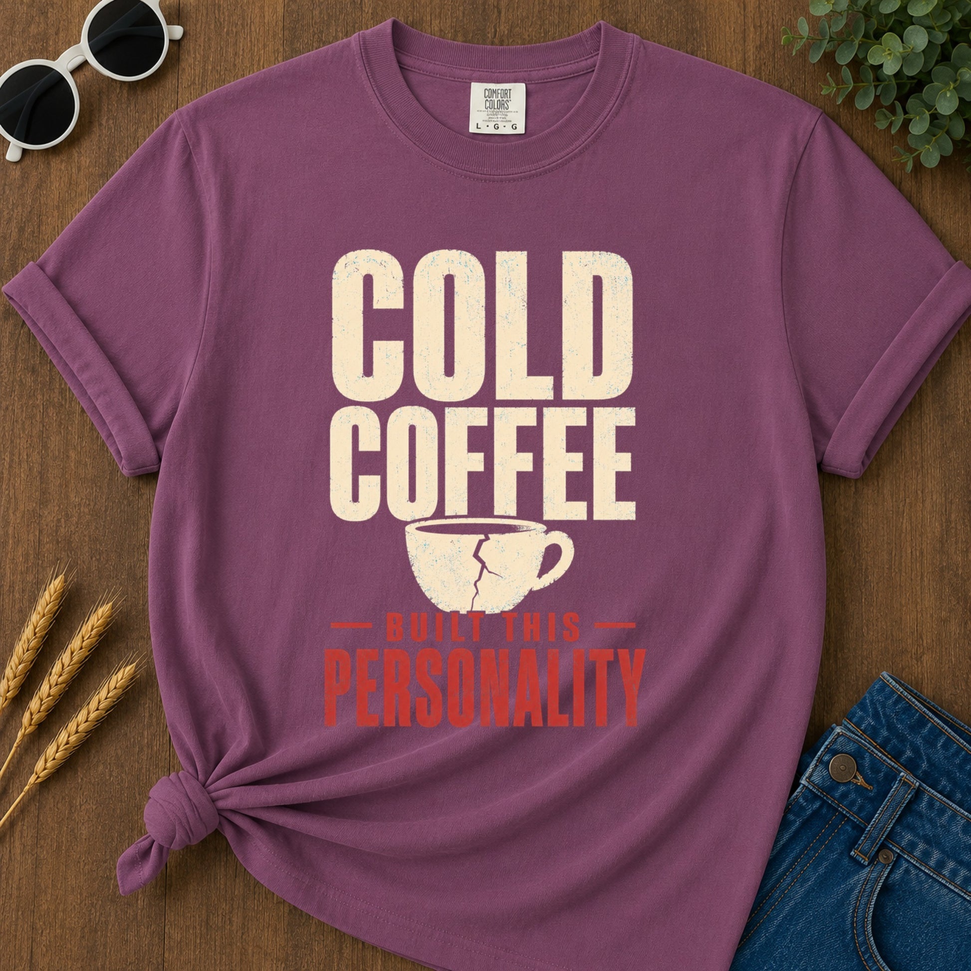 Cold Coffee Personality T-Shirt - Berry