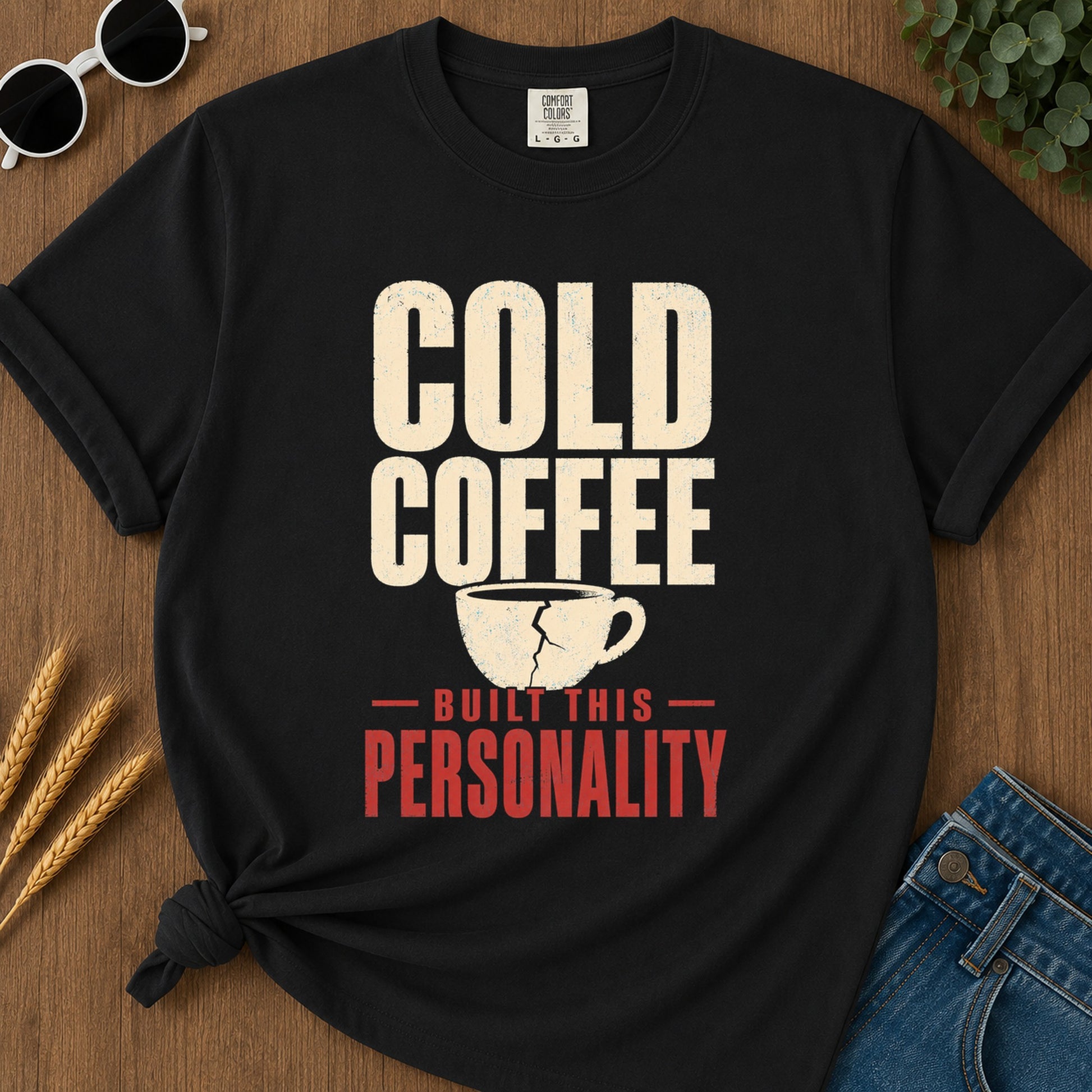 Cold Coffee Personality T-Shirt - Black