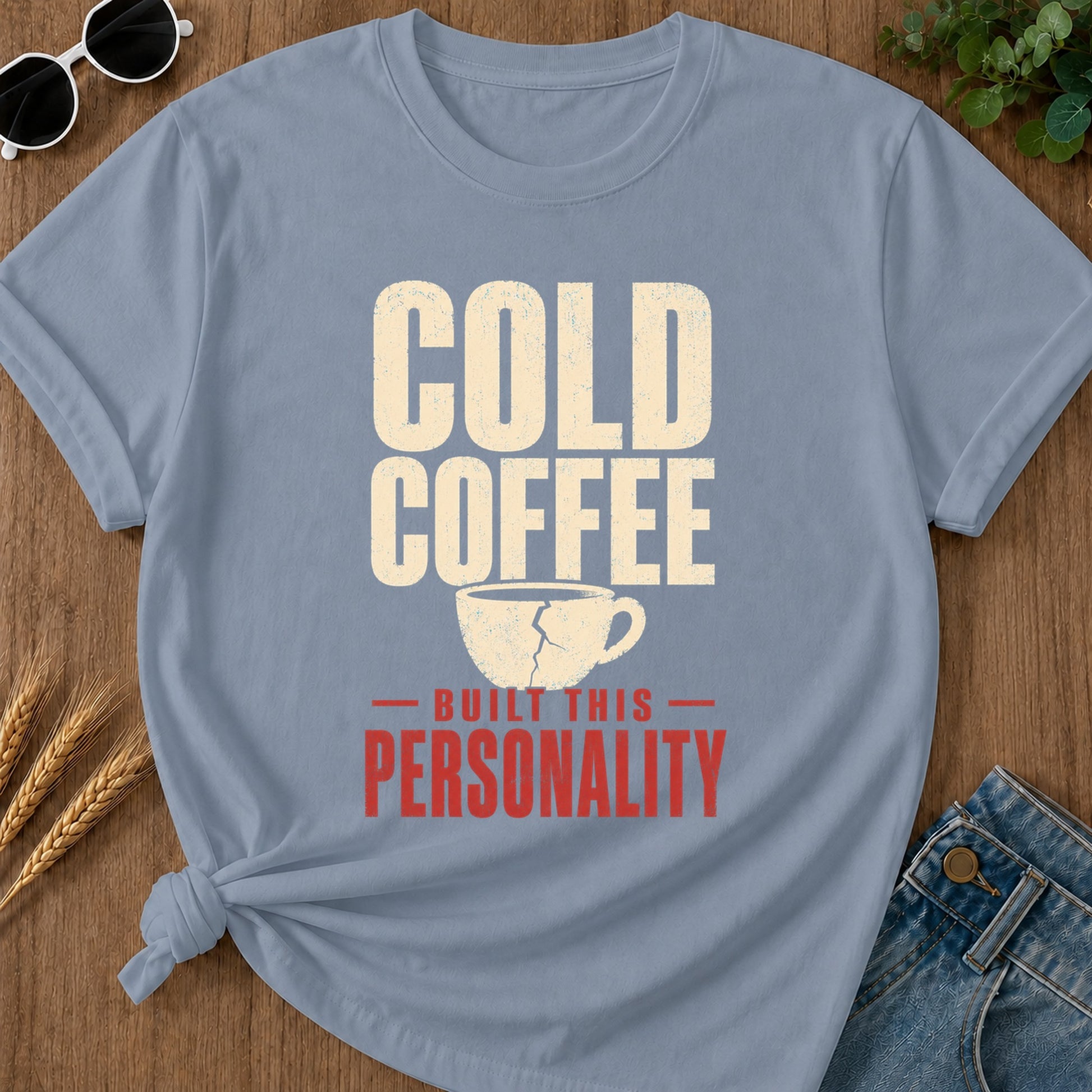Cold Coffee Personality T-Shirt - Blue Jean