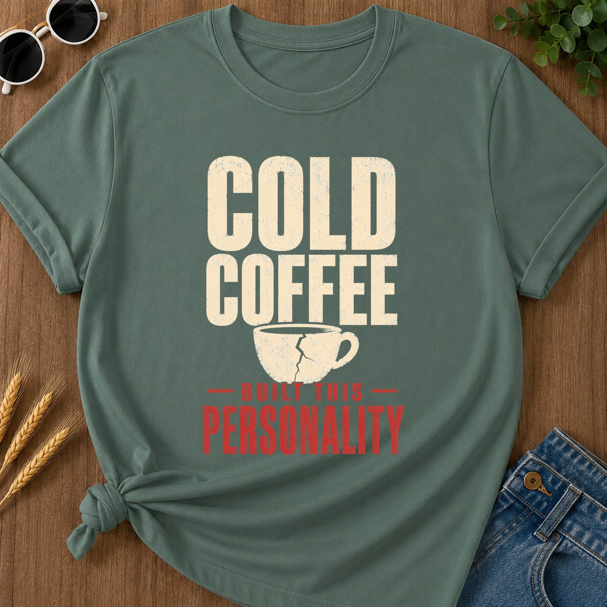 Cold Coffee Personality T-Shirt - Blue Spruce