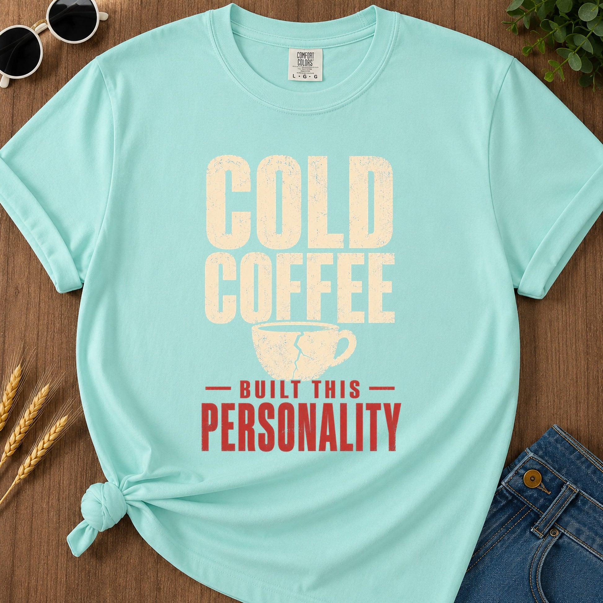 Cold Coffee Personality T-Shirt - Chalky Mint