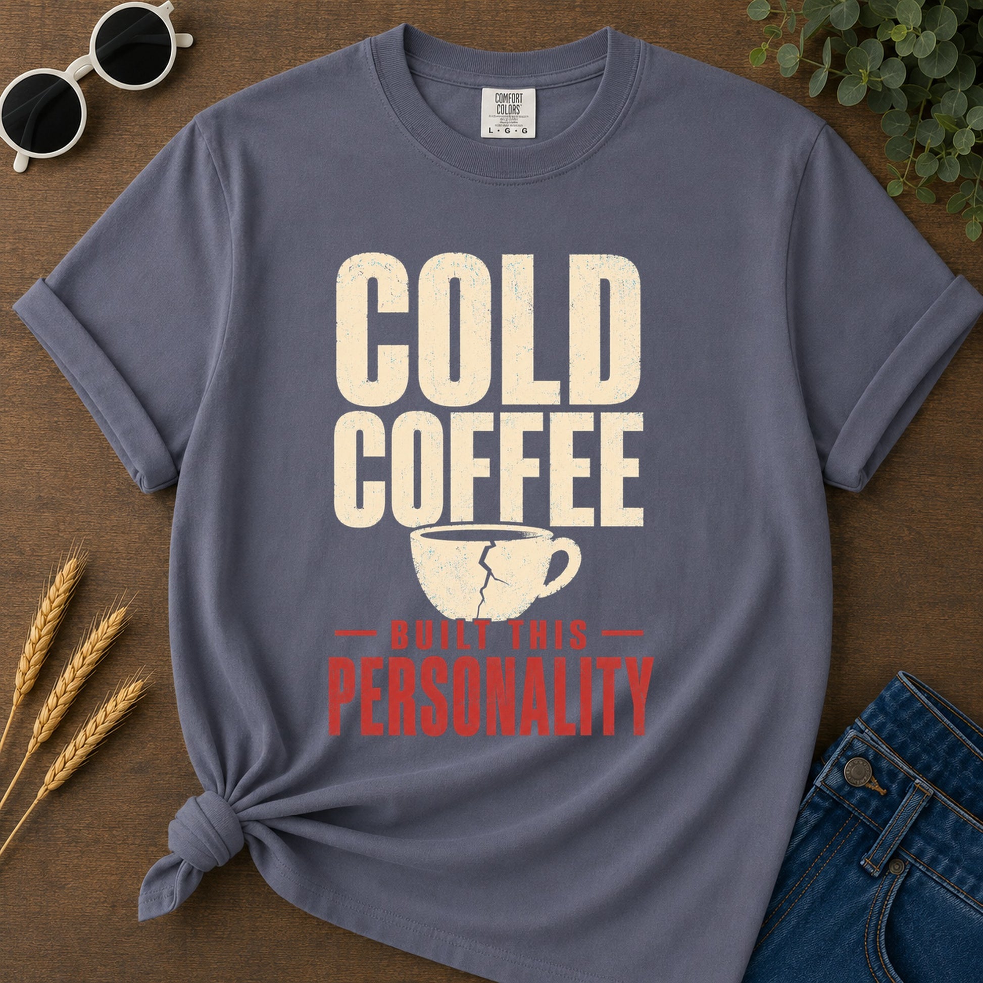 Cold Coffee Personality T-Shirt - Navy