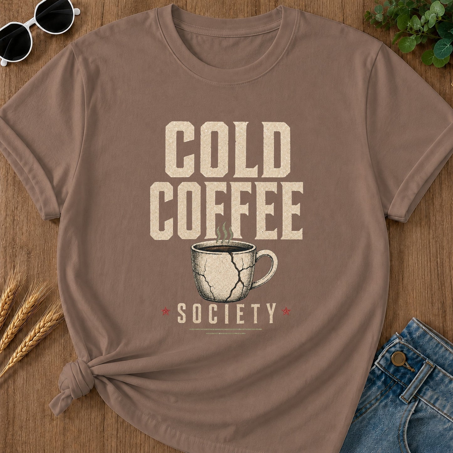 Cold Coffee Society T-Shirt - Espresso flat mockup 02 color variant | RAYZORA