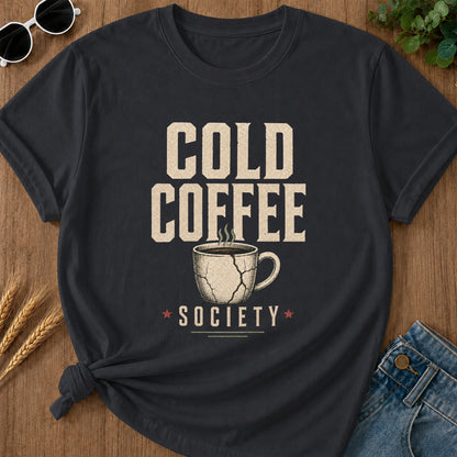 Cold Coffee Society T-Shirt - Graphite flat mockup 02 color variant | RAYZORA