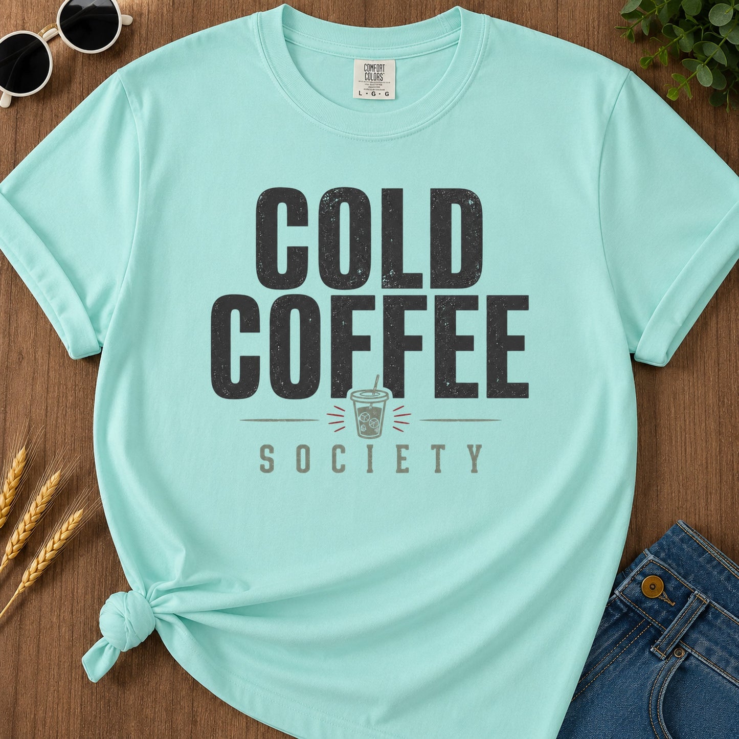 Cold Coffee Society Cup T-Shirt - Chalky Mint