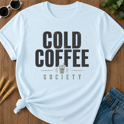 Cold Coffee Society Cup T-Shirt - Chambray