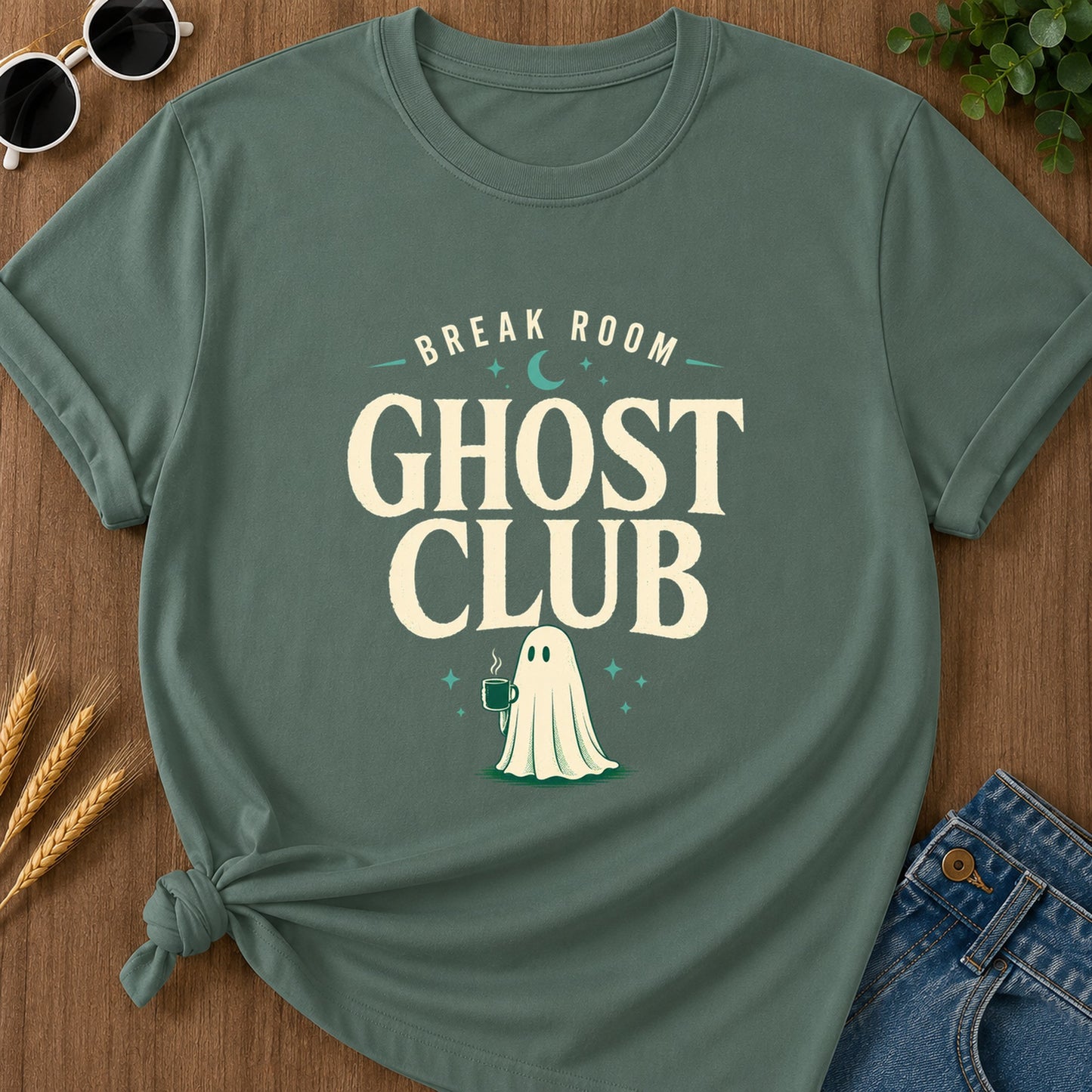 Break Room Ghost Club T-Shirt - Blue Spruce