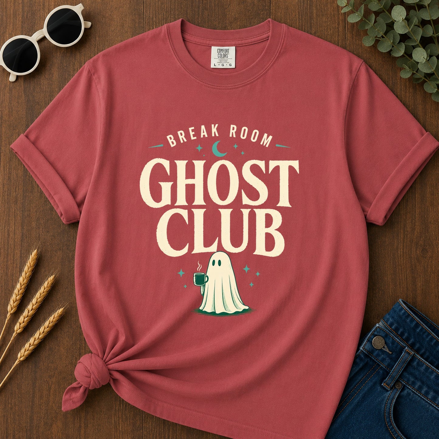 Break Room Ghost Club T-Shirt - Crimson