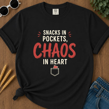 Snacks Pockets Chaos Heart T-Shirt - Black