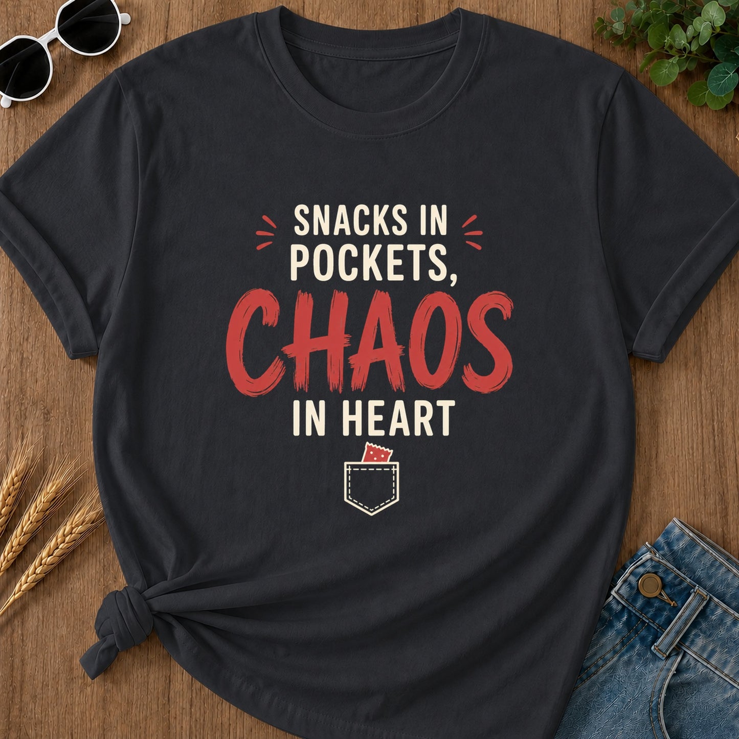 Snacks Pockets Chaos Heart T-Shirt - Graphite