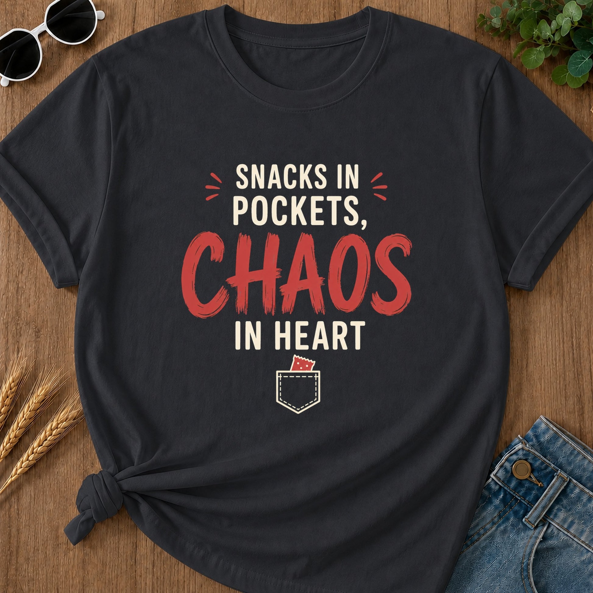 Snacks Pockets Chaos Heart T-Shirt - Graphite