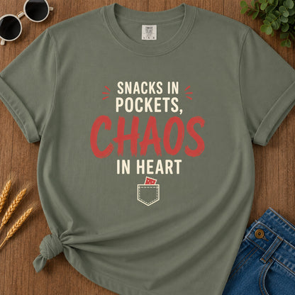 Snacks Pockets Chaos Heart T-Shirt - Moss