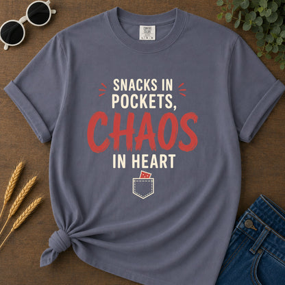 Snacks Pockets Chaos Heart T-Shirt - Navy