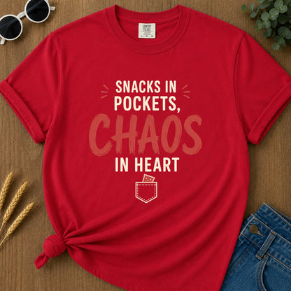 Snacks Pockets Chaos Heart T-Shirt - Red
