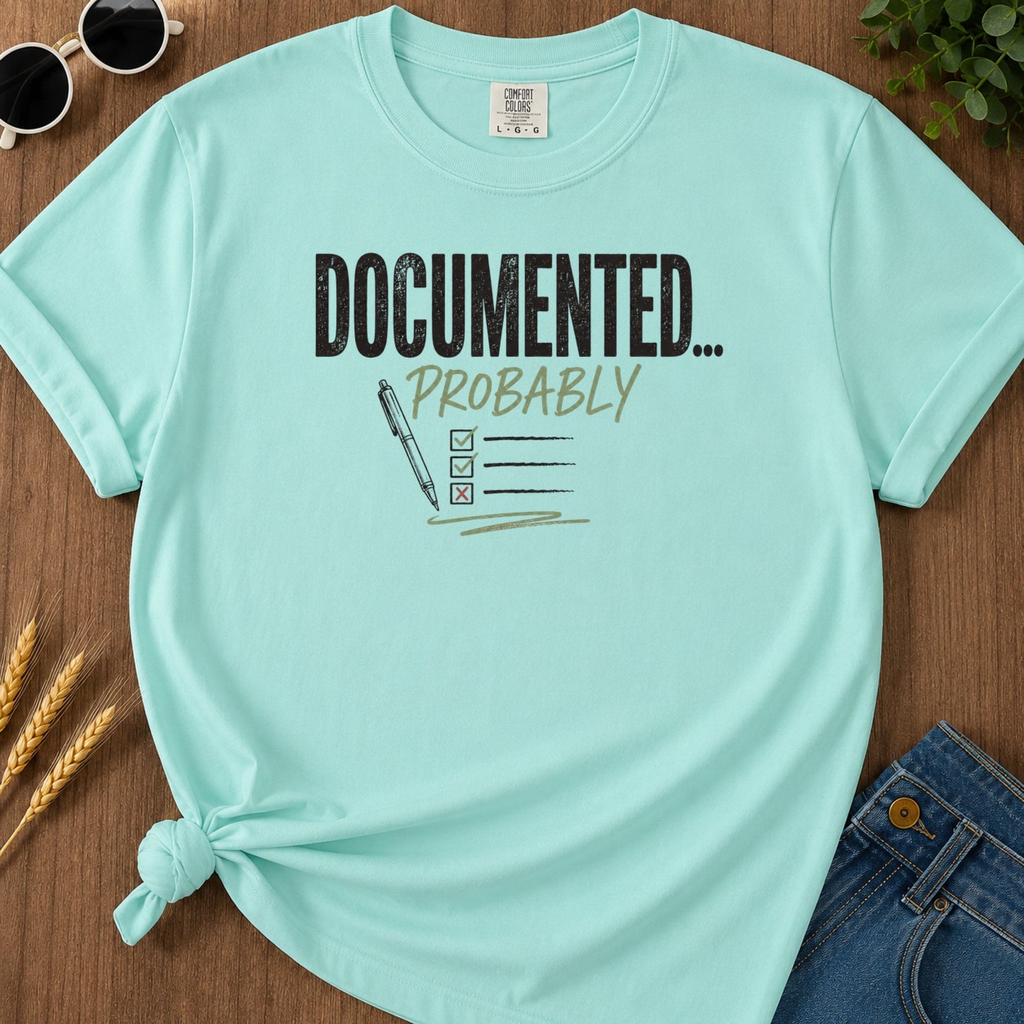 Documented Probably T-Shirt - Chalky Mint Mockup