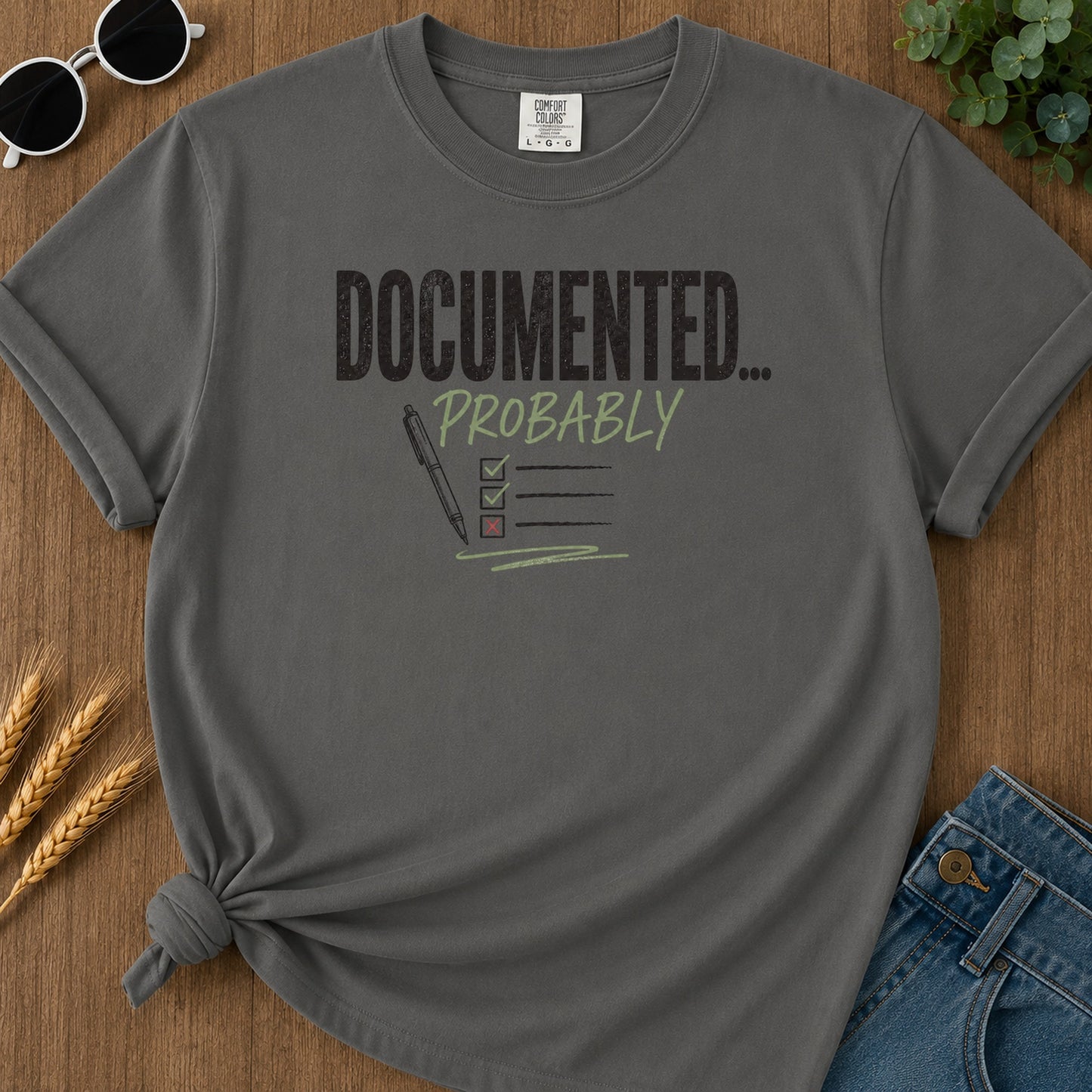 Documented Probably T-Shirt - Pepper Mockup