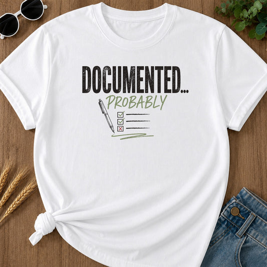 Documented Probably T-Shirt - White Mockup