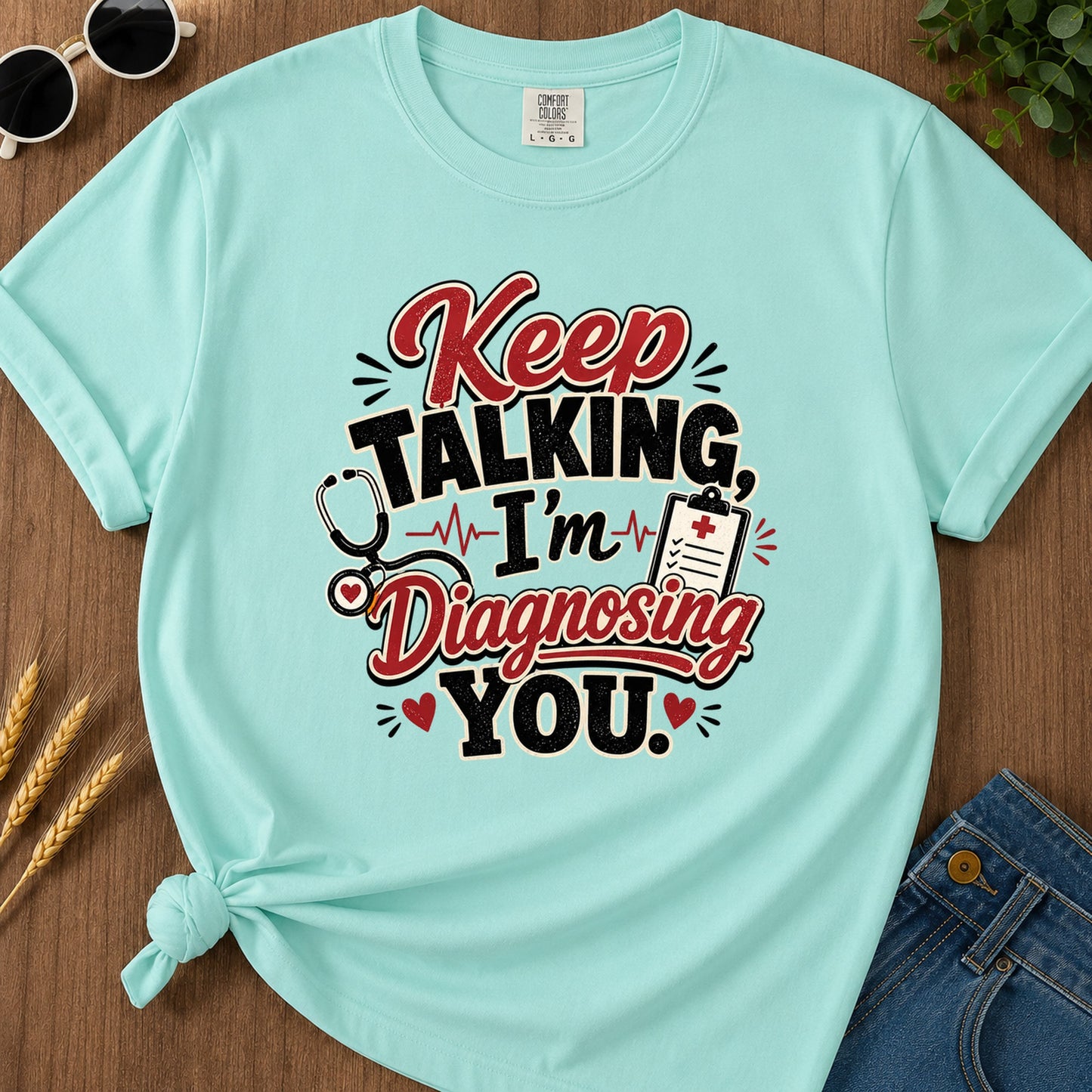 Talking Diagnosing T-Shirt - Chalky Mint Mockup