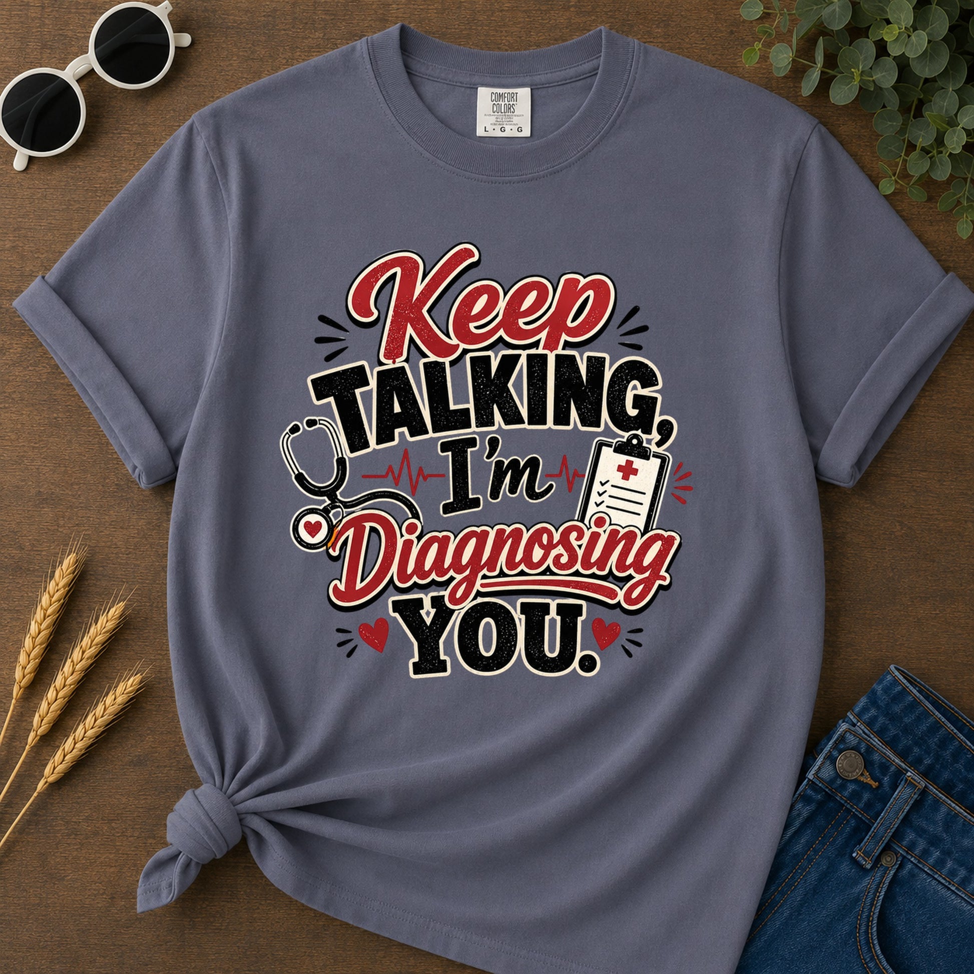 Talking Diagnosing T-Shirt - Navy Mockup