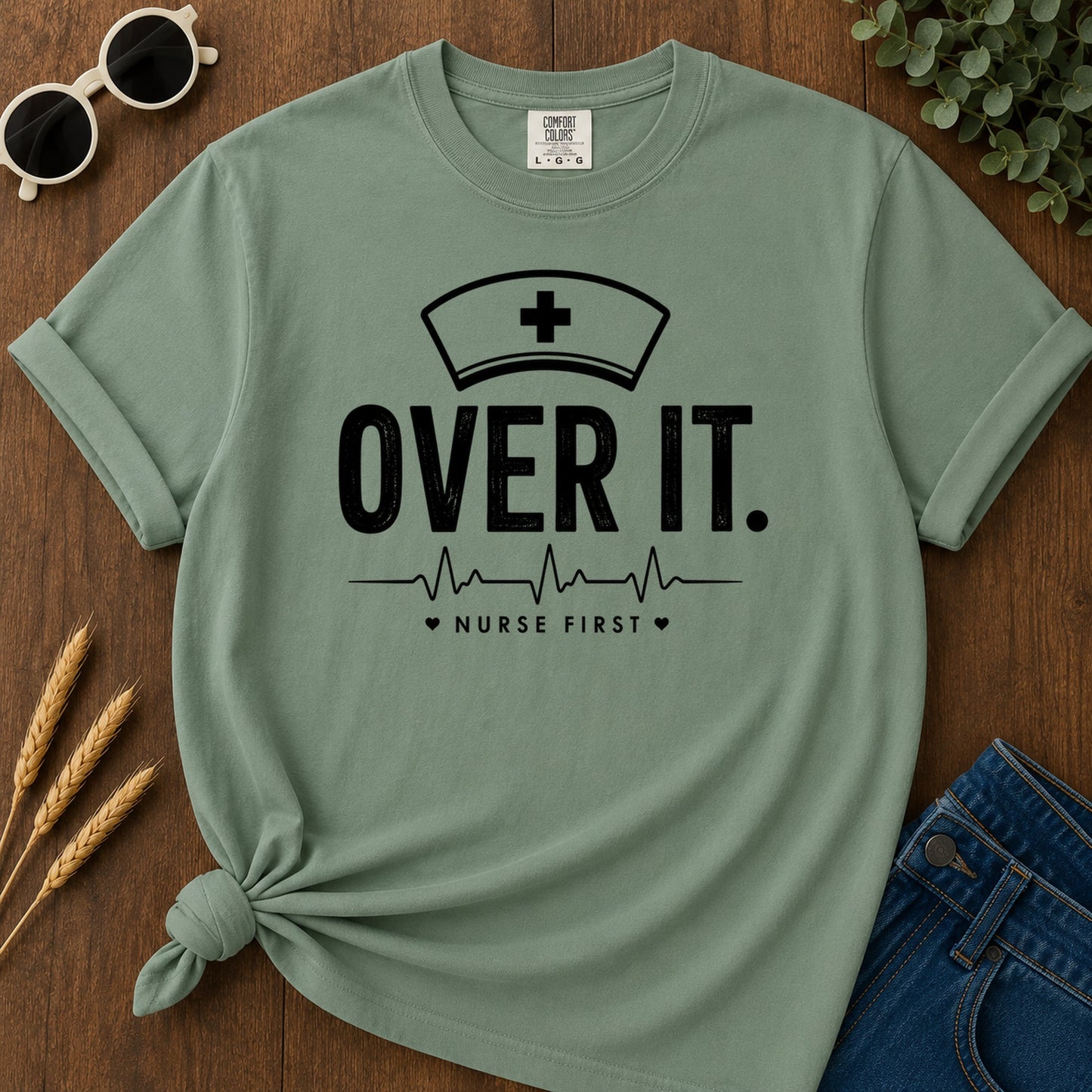 Nurse First T-Shirt - Light Green Mockup