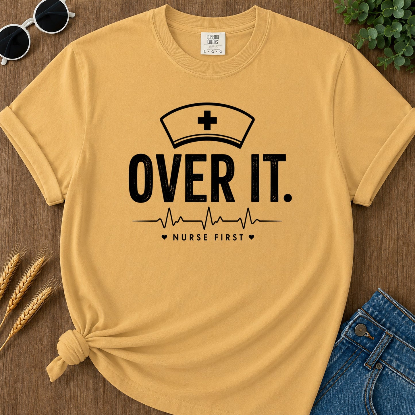 Nurse First T-Shirt - Mustard Mockup