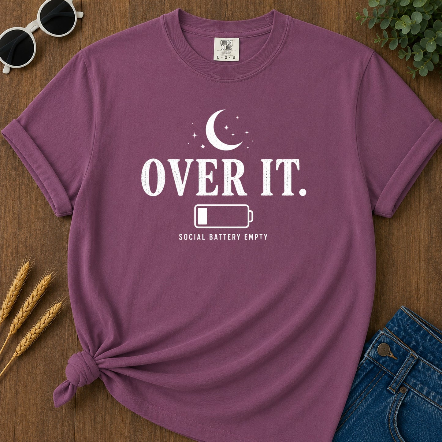 Social Battery Empty T-Shirt - Berry Mockup