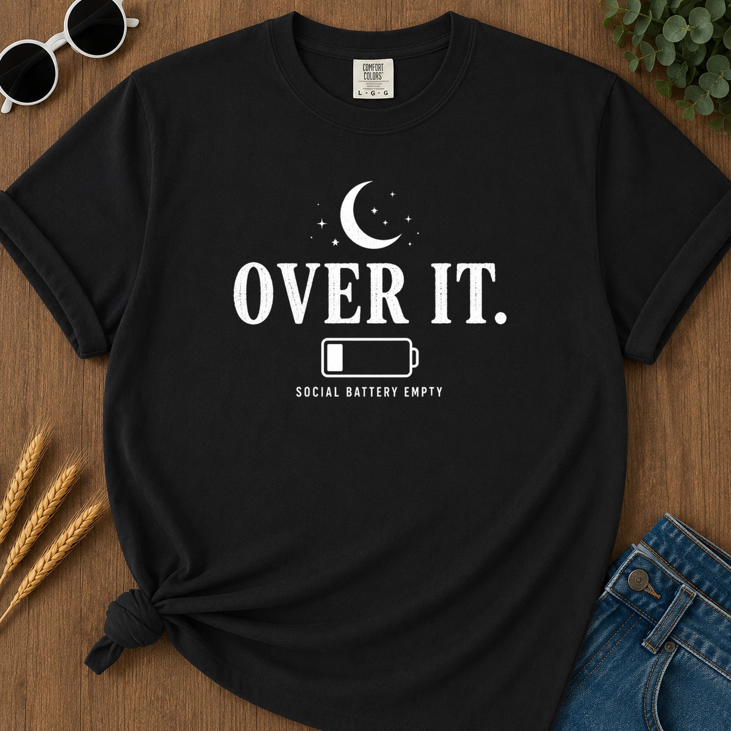 Social Battery Empty T-Shirt - Black Mockup