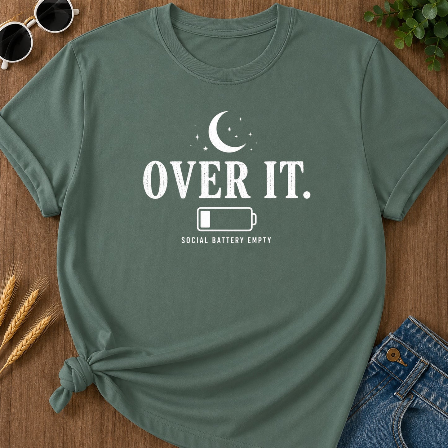 Social Battery Empty T-Shirt - Blue Spruce Mockup