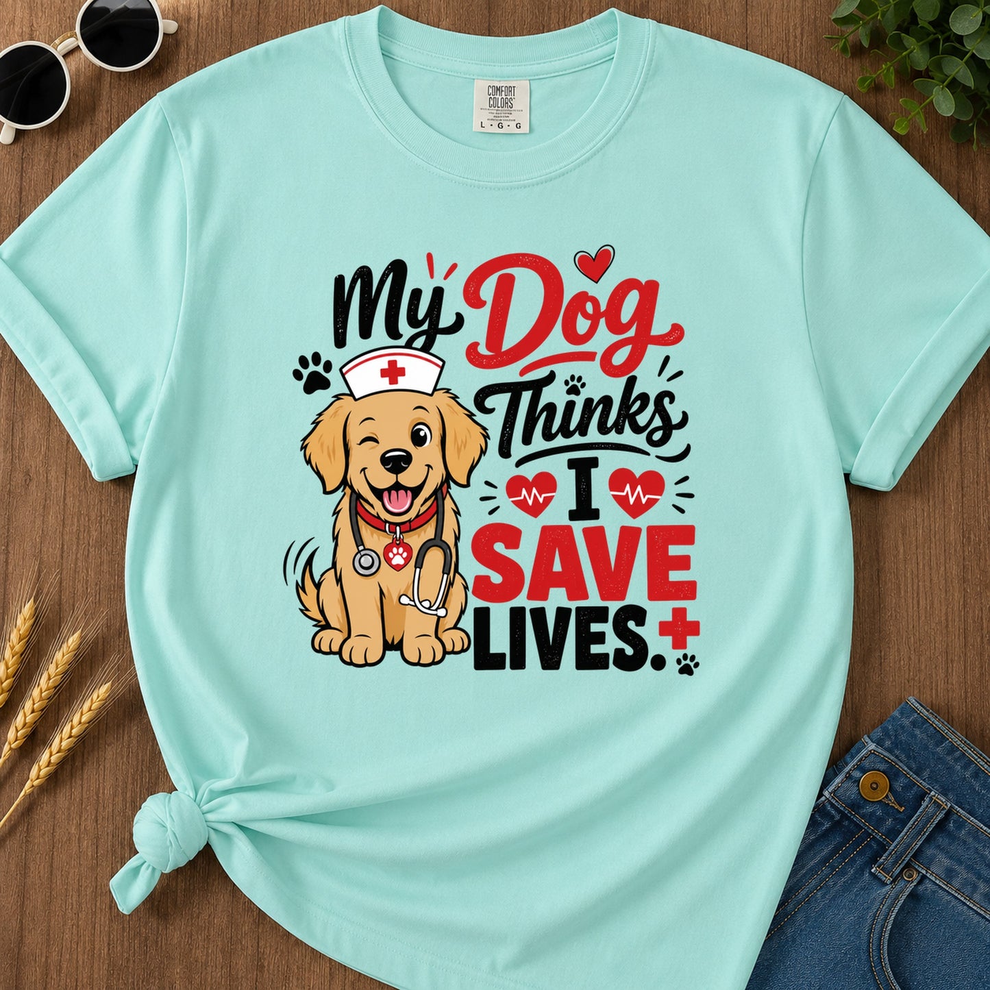 Dog Save Lives T-Shirt - Chalky Mint Mockup