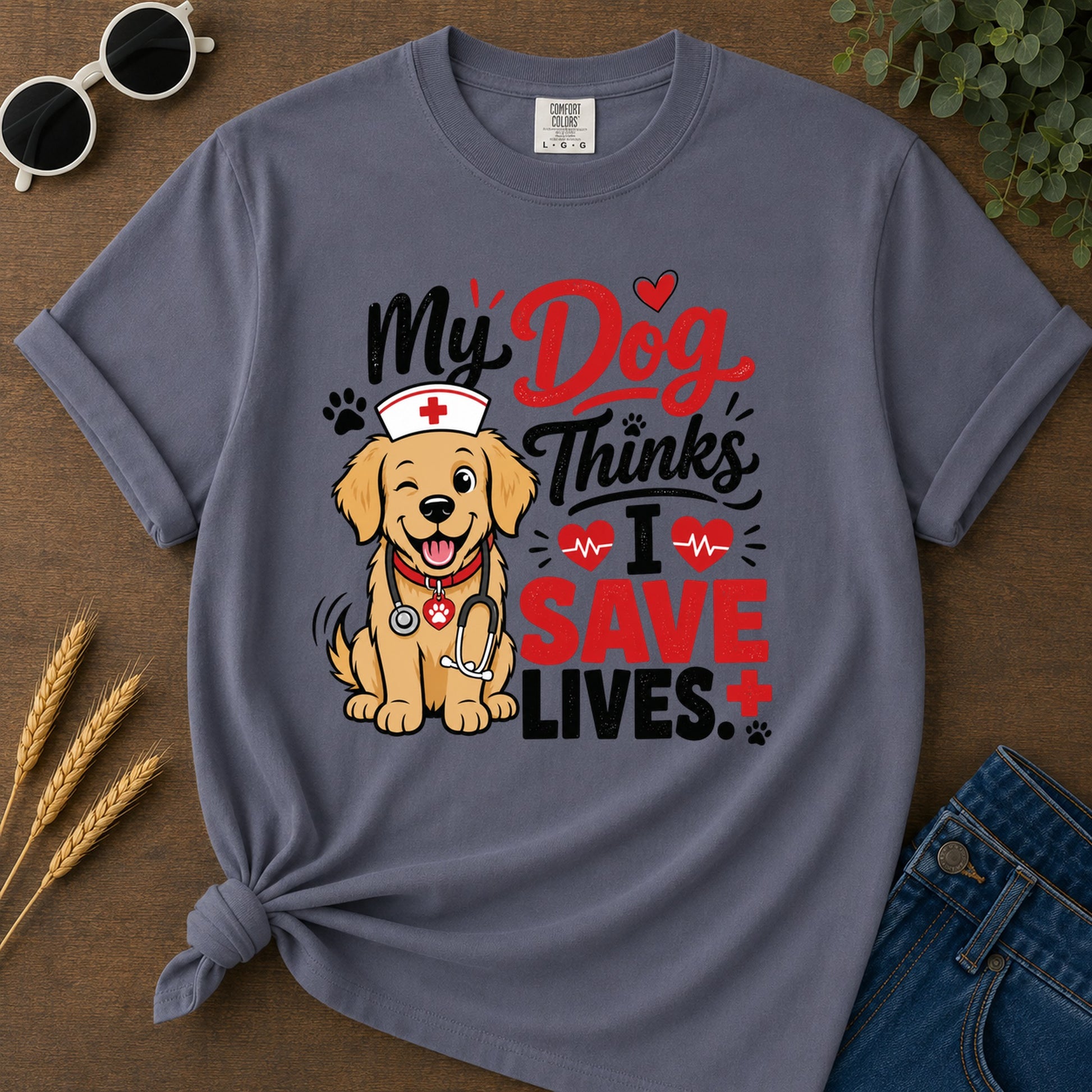 Dog Save Lives T-Shirt - Navy Mockup