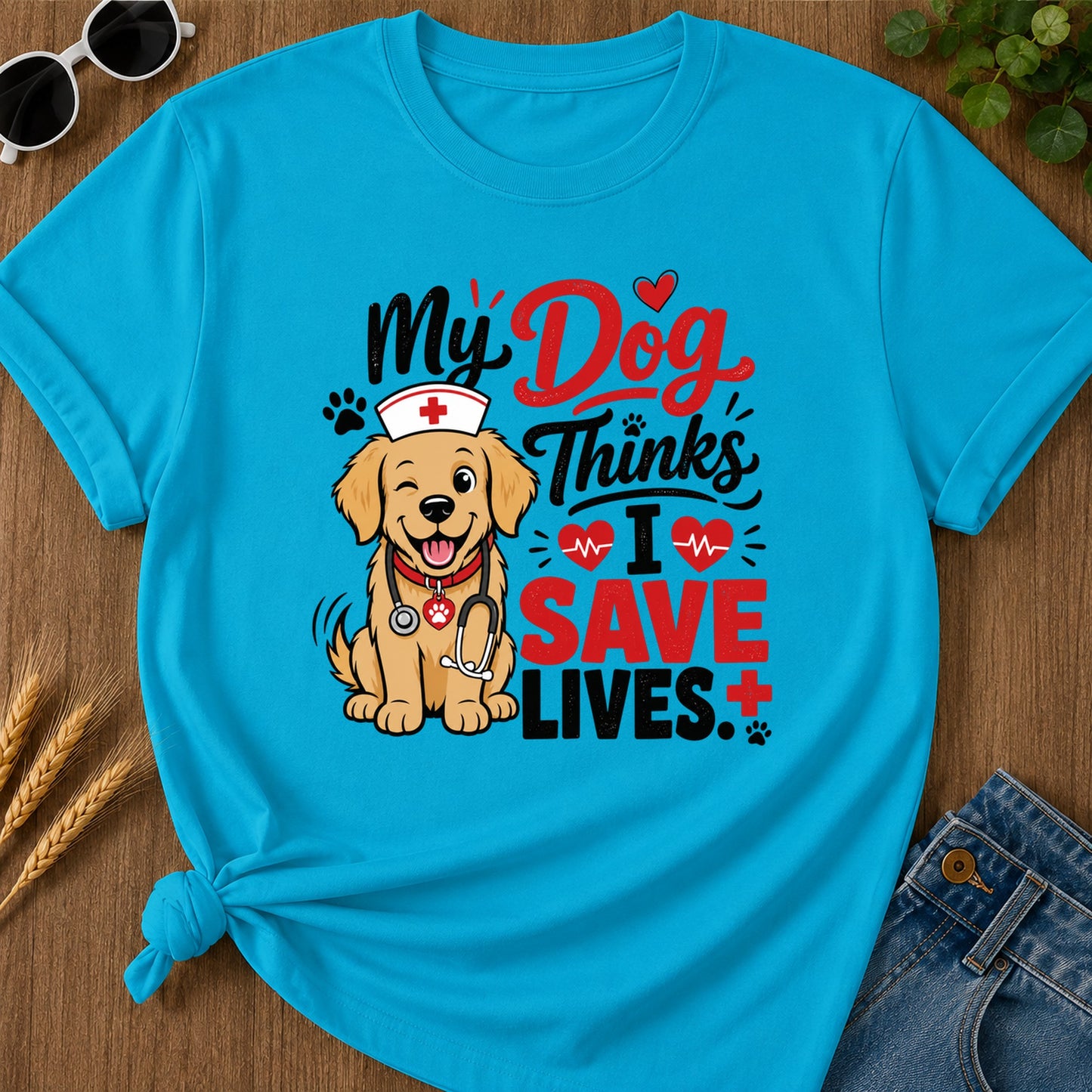 Dog Save Lives T-Shirt - Sapphire Mockup