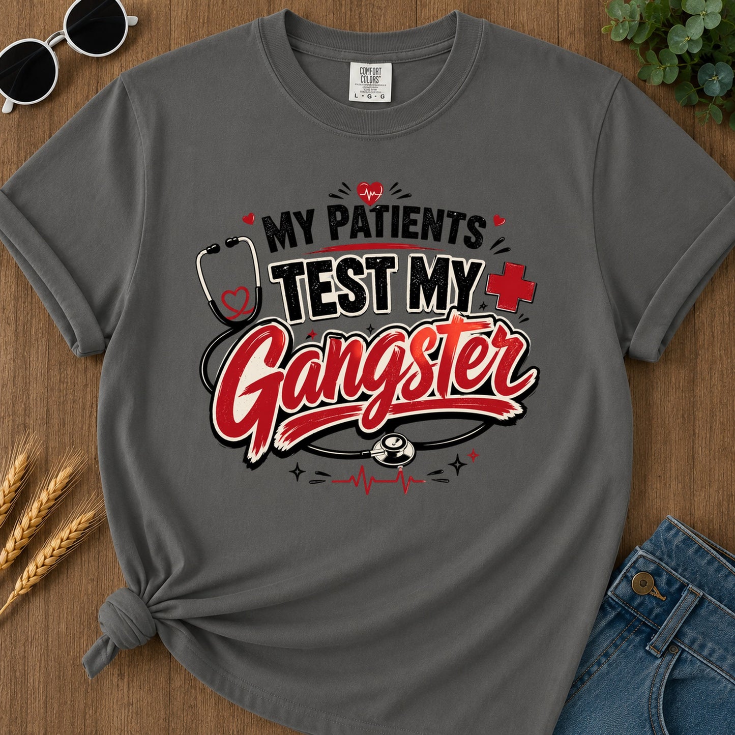 Patients Test Gangster T-Shirt - Pepper Mockup