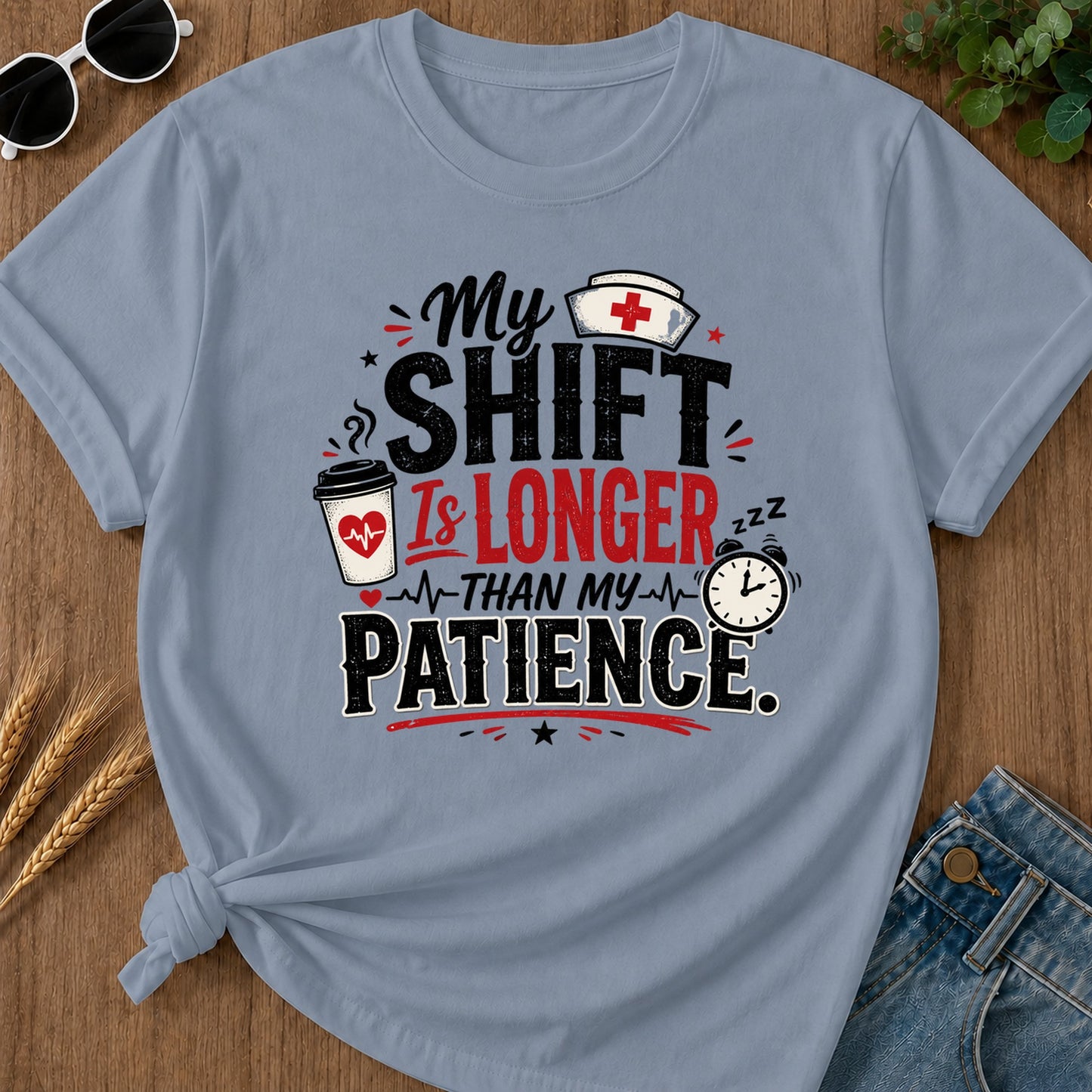 Shift Longer T-Shirt - Blue Jean Mockup