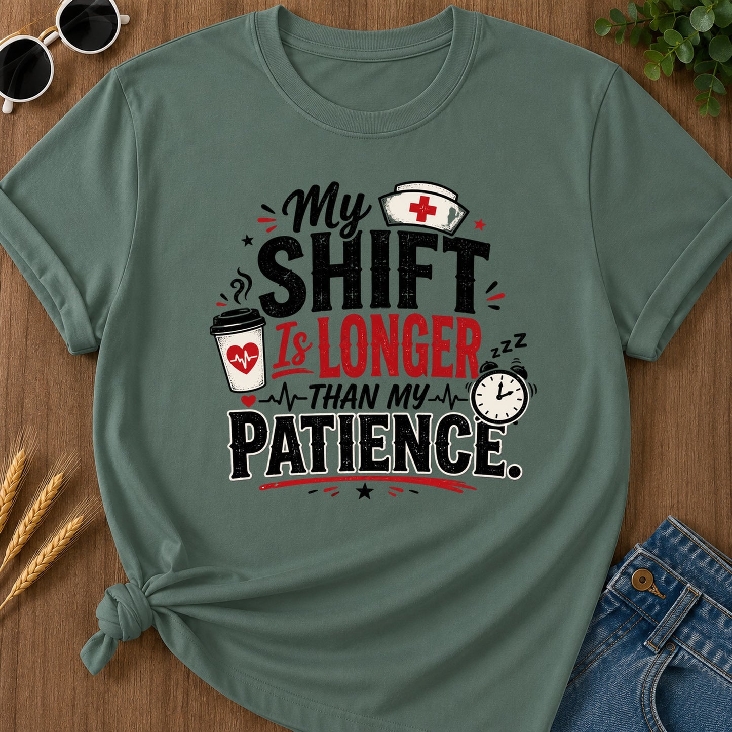 Shift Longer T-Shirt - Blue Spruce Mockup
