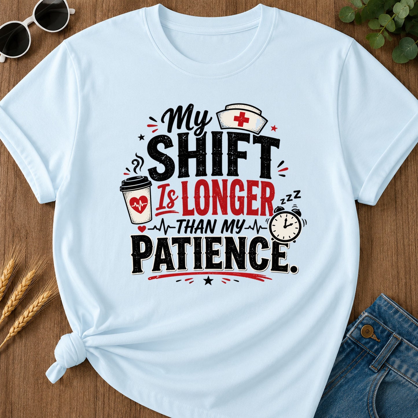 Shift Longer T-Shirt - Chambray Mockup