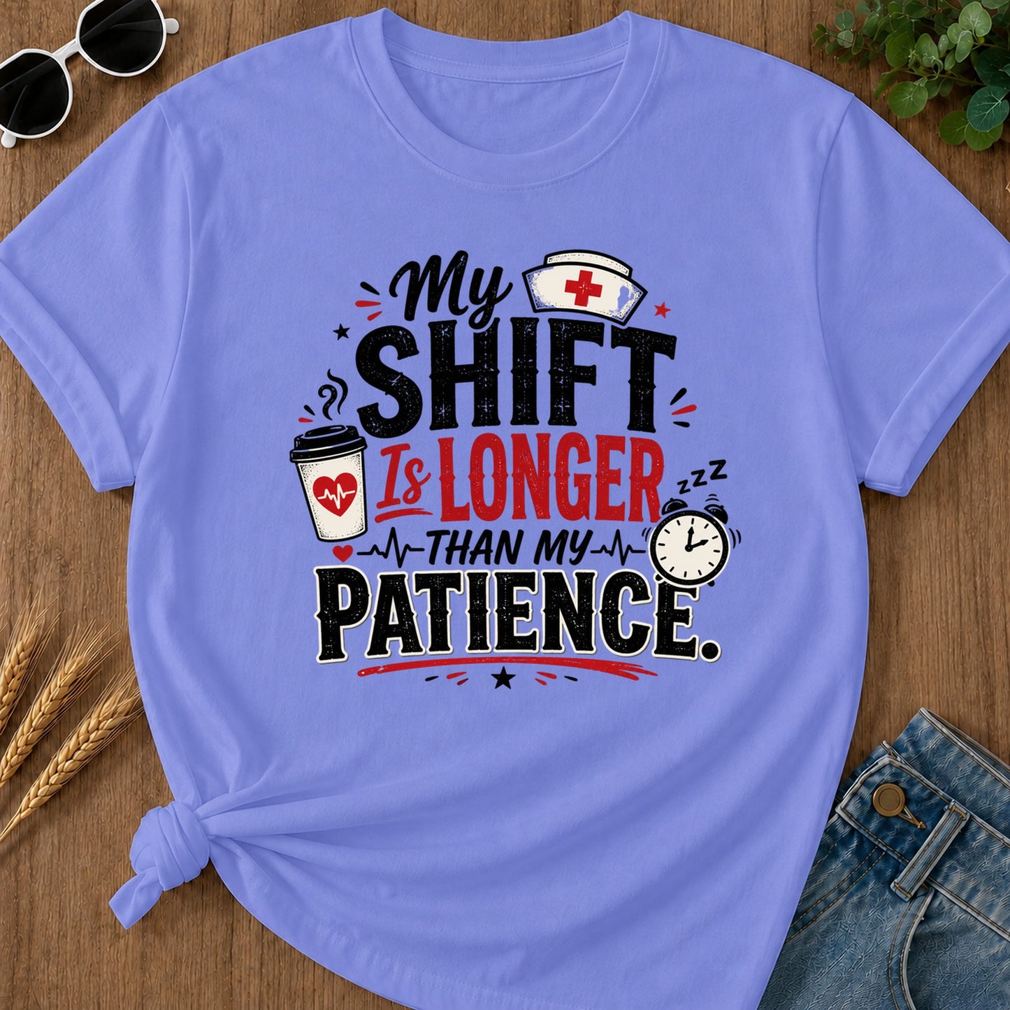 Shift Longer T-Shirt - Flo Blue Mockup