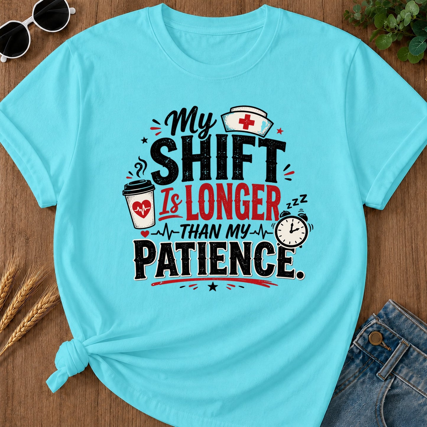 Shift Longer T-Shirt - Lagoon Blue Mockup