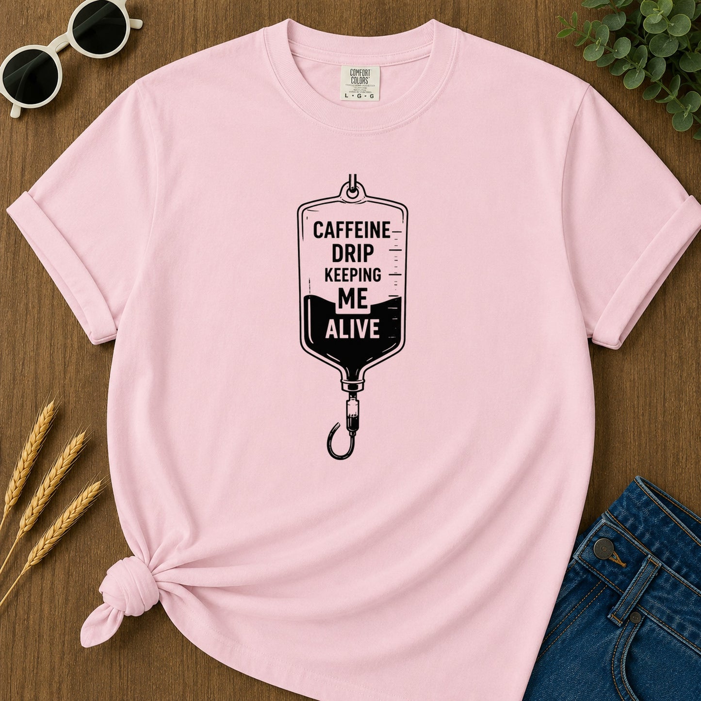 Caffeine Drip T-Shirt - Blossom Mockup