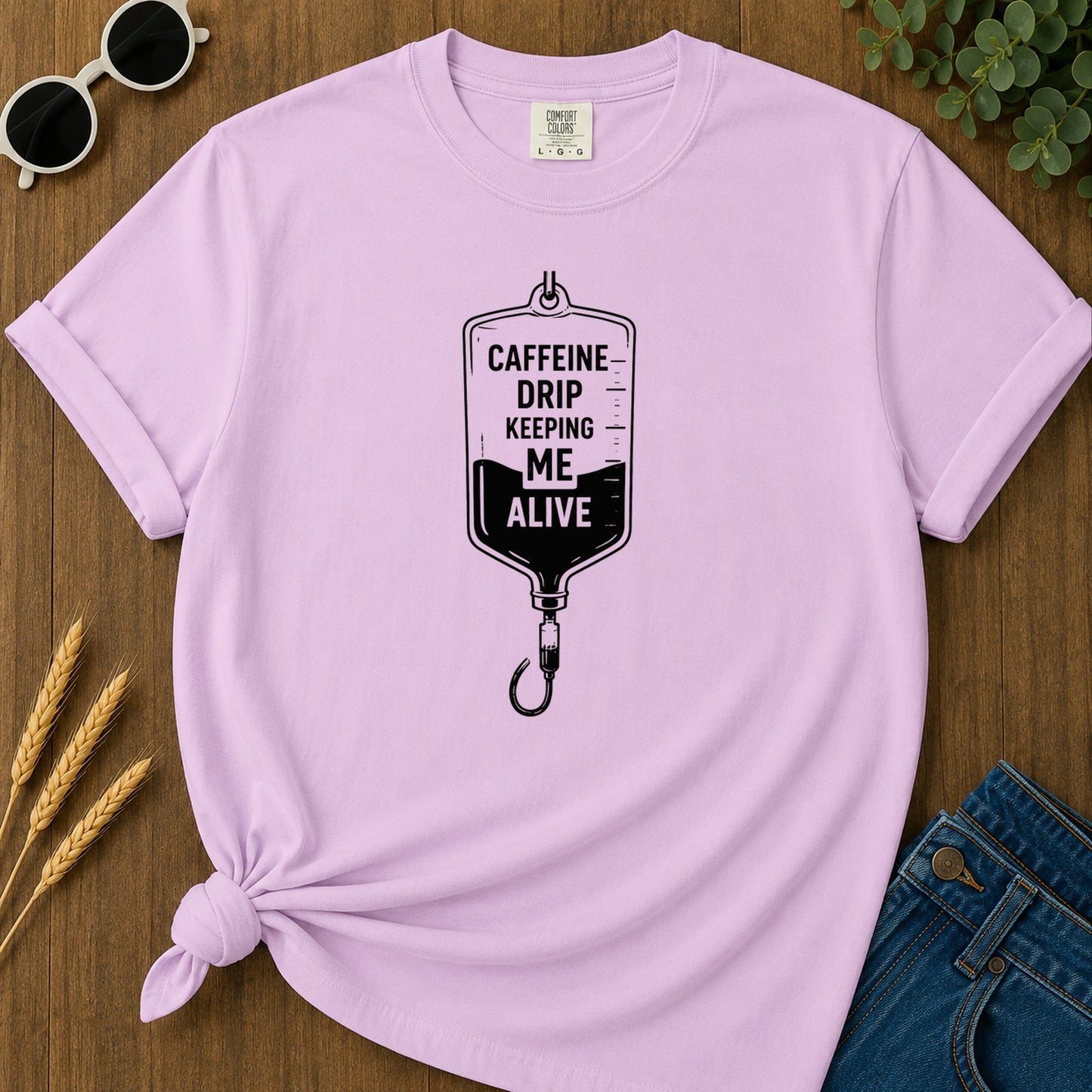 Caffeine Drip T-Shirt - Orchid Mockup