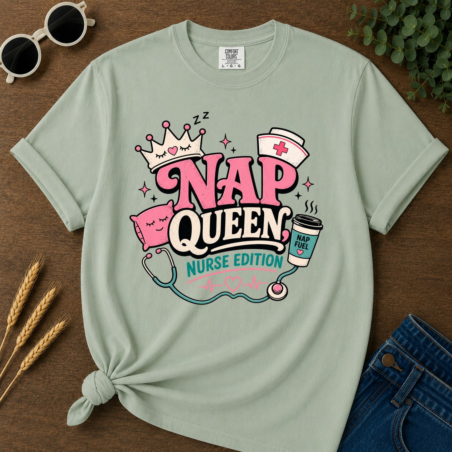 Nap Queen T-Shirt - Bay Mockup