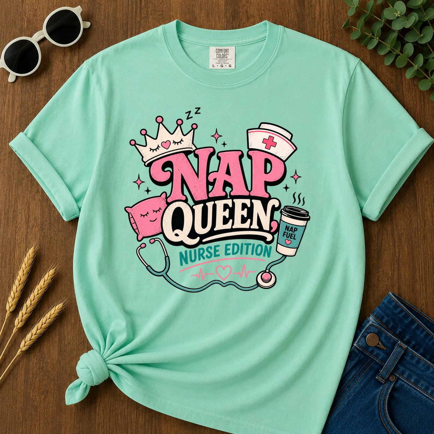 Nap Queen T-Shirt - Island Reef Mockup