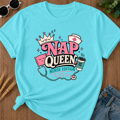 Nap Queen T-Shirt - Lagoon Blue Mockup