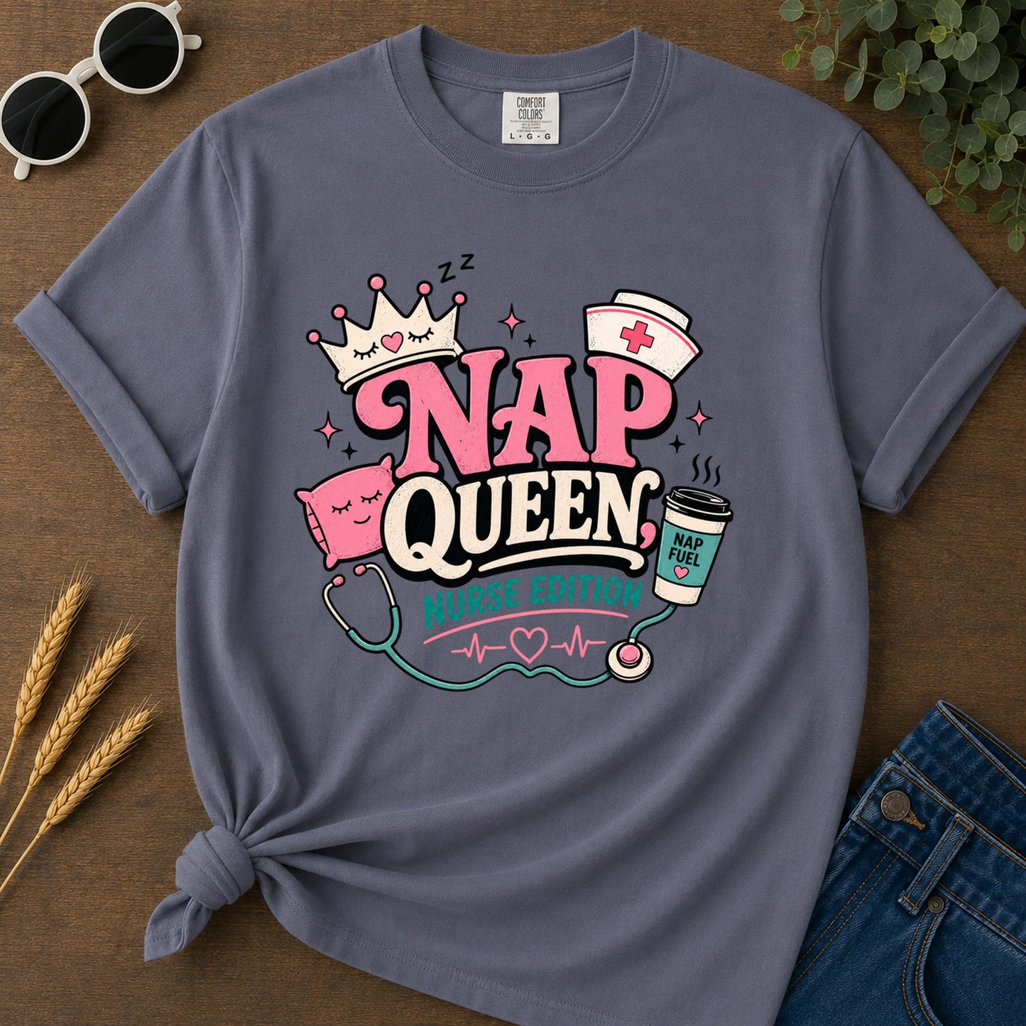 Nap Queen T-Shirt - Navy Mockup